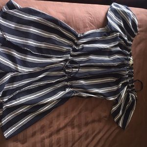 Blue and white striped romper